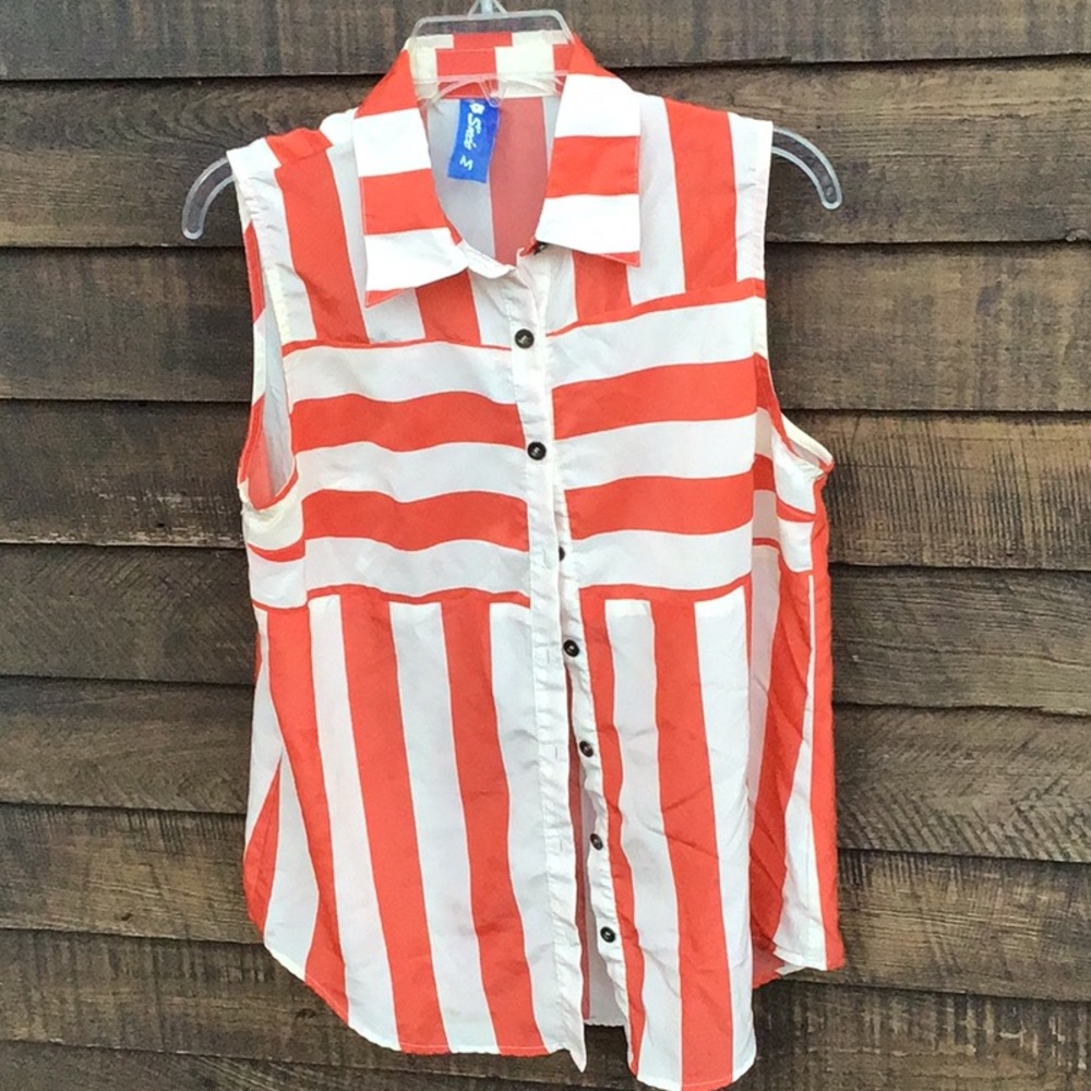 Sace Orange & white tunic top SZ M